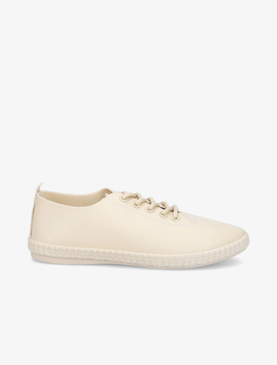 Tennis en simili à semelles striées - Beige - 1