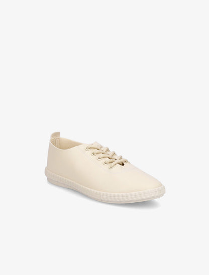 Tennis en simili à semelles striées - Beige - 2