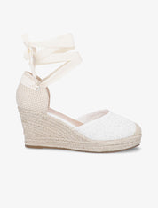 Sandales compensées en crochet à nouer - Blanc - 1