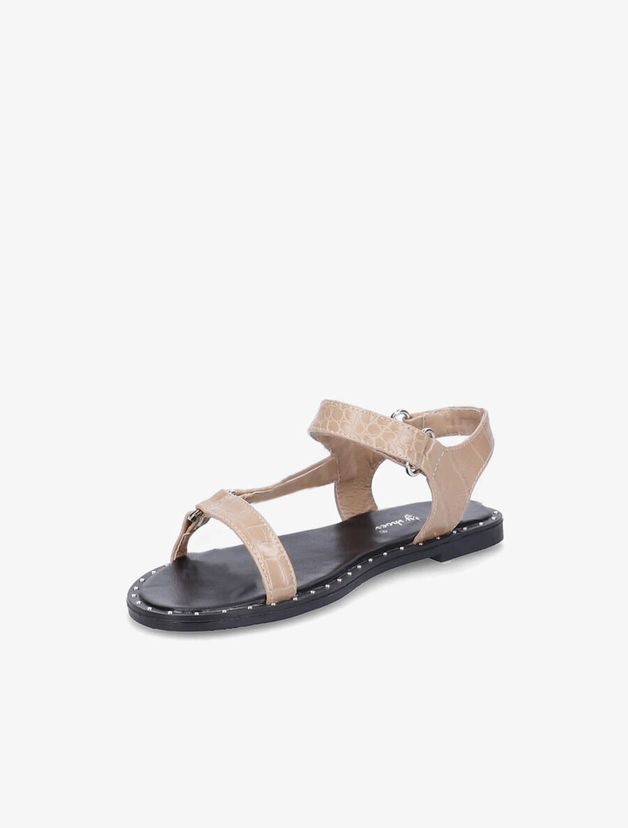 Nu-pieds à sangles effet croco - Taupe - 3