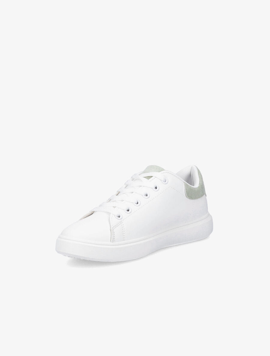 Sneakers à contrefort et languette en suédine - Blanc/vert amande - 3