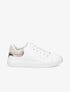 Sneakers à contrefort pailleté et suédine - Blanc/beige - 5