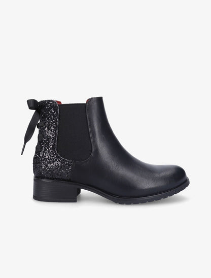 Chelsea boots à contrefort pailleté et lacets - Noir - 1