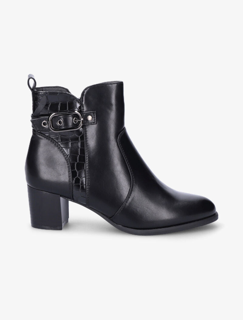 Bottines bi-matière à sangle - Noir - 5