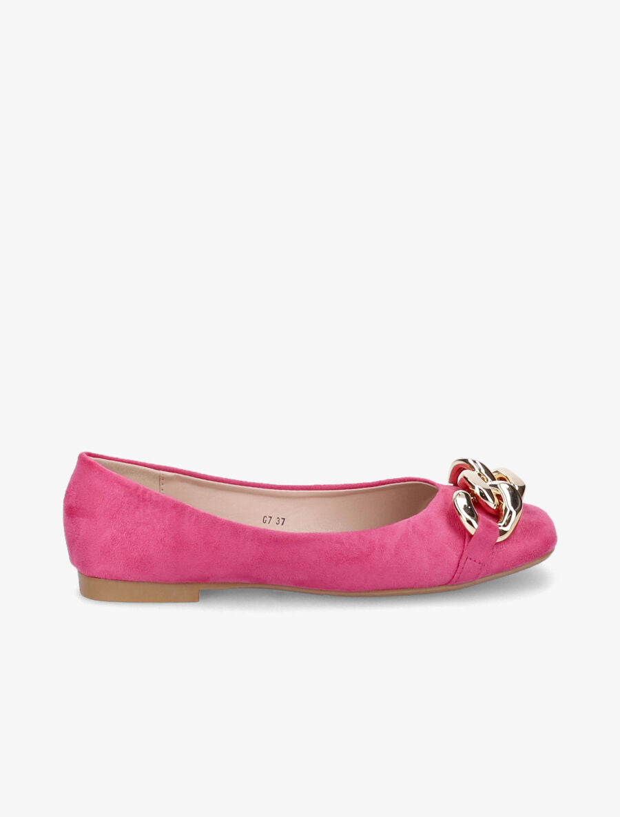 Ballerines à maillons et bouts carrés - Fushia - 5
