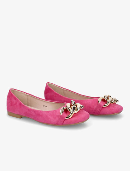 Ballerines à maillons et bouts carrés - Fushia - 4