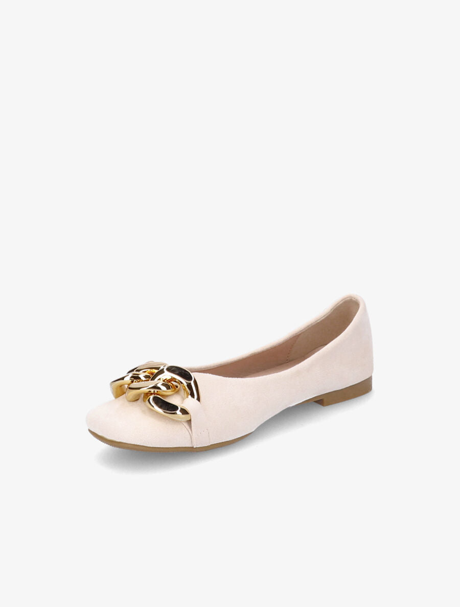 Ballerines à maillons et bouts carrés - Beige clair - 3