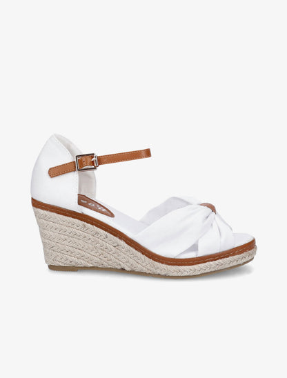 Sandales compensées à détail noeud - Blanc - 1