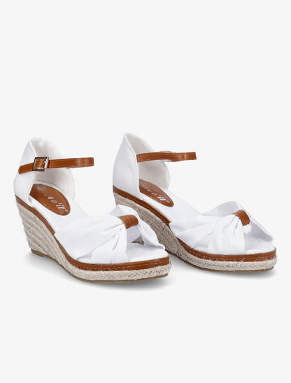 Sandales compensées à détail noeud - Blanc - 4