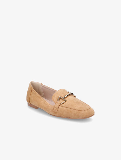 Slippers en suédine à boucles métalliques - Camel - 2