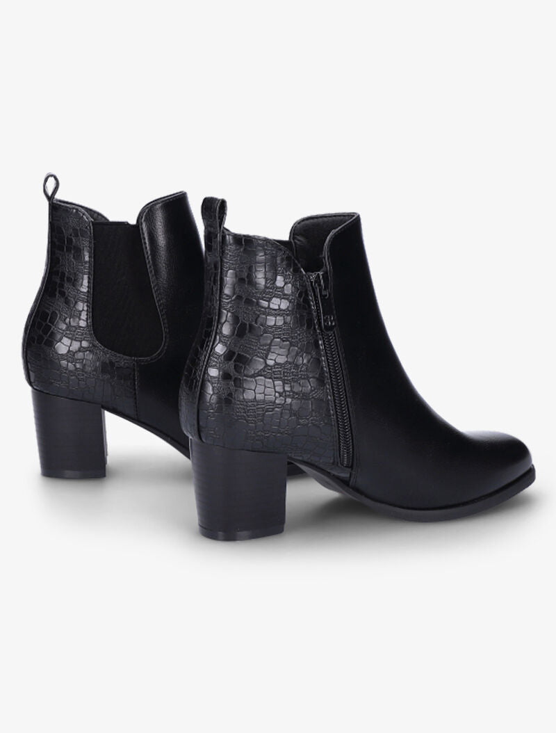Bottines à contrefort croco et à bouts pointus - Noir - 1