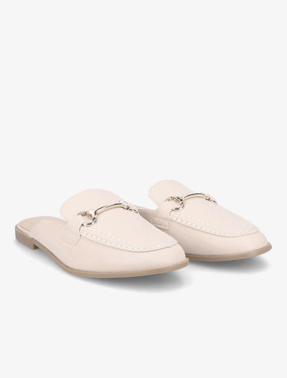 Mules en simili style mocassin - Beige - 4