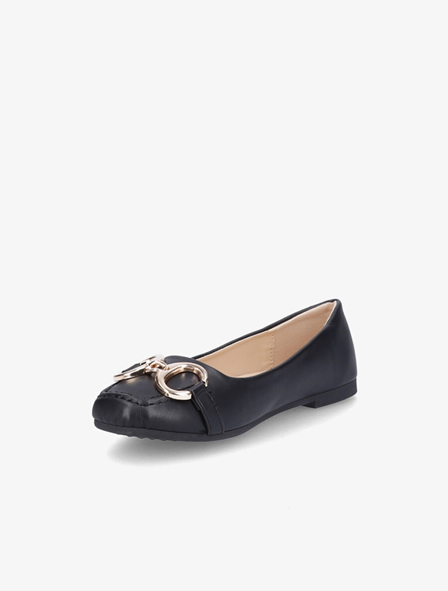 Ballerines à bouts carrés et boucles - Noir - 3