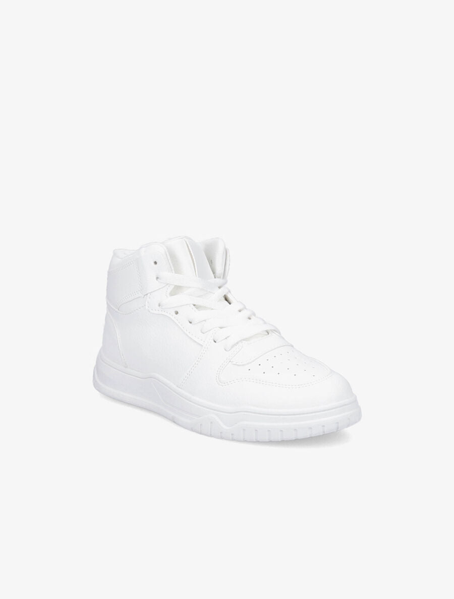 Sneakers montantes en simili à lacets - Blanc - 2