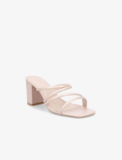 Mules à talons et multi brides - Beige - 2