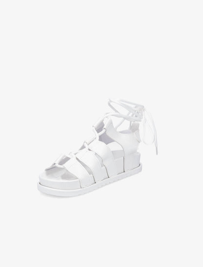 Sandales style spartiates en simili à lacets - Blanc - 3