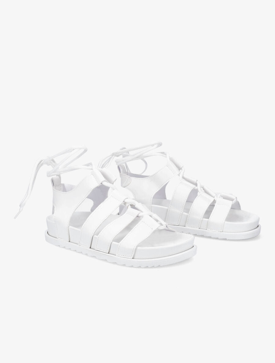 Sandales style spartiates en simili à lacets - Blanc - 4