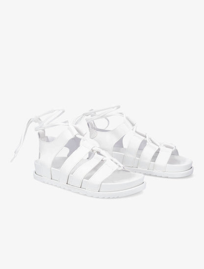 Sandales style spartiates en simili à lacets - Blanc - 4