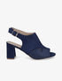 Sandales à talons et ganse bi-matière - Bleu - 1