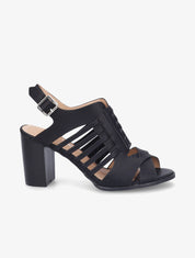 Sandales à talons en simili à ganses croisées et entrelacées - Noir - 1