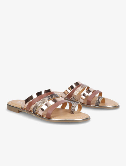 Nu-pied bi-matière multibrides - Camel - 4