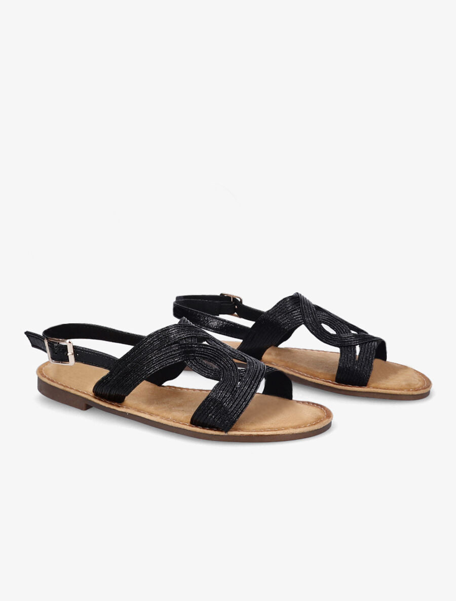 Nu-pieds à ganses entrelacées - Noir - 4