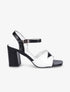 Sandales à talons et brides bicolore - Noir/blanc - 1