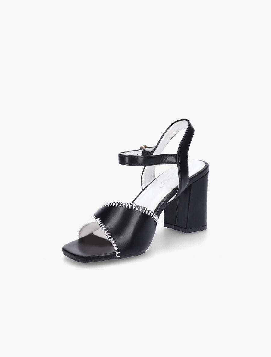 Sandales à talons et brides bicolore - Noir/blanc - 3