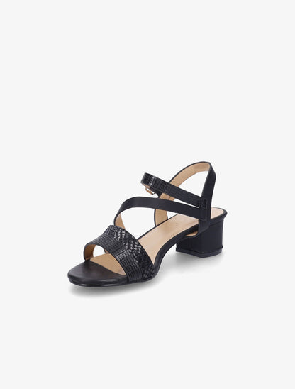 Sandales à brides effet python et croco - Noir - 3
