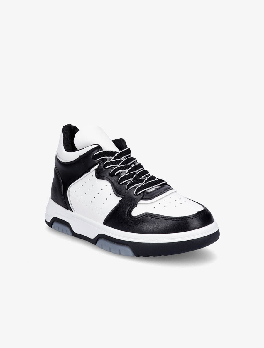 Sneakers montantes en simili - Noir - 2