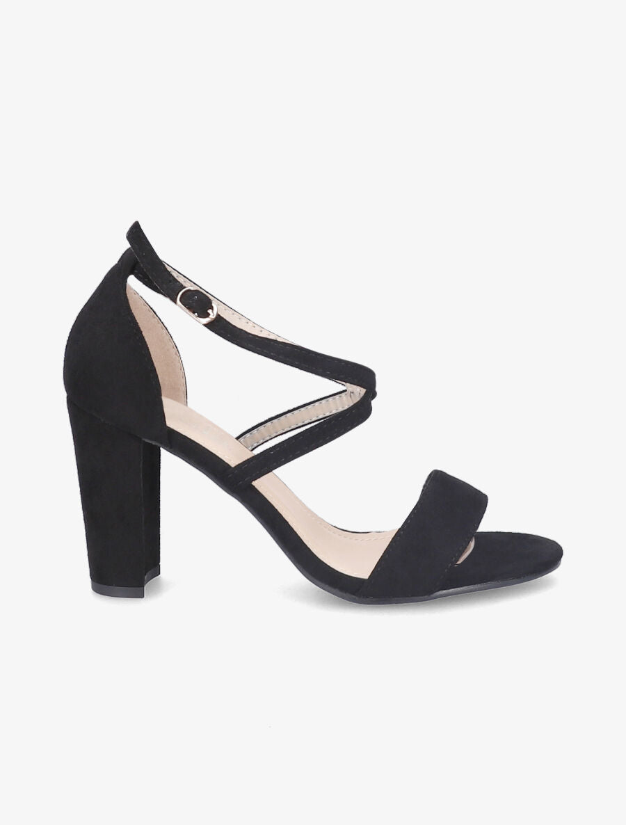 Sandales en suédine à talons classique - Noir - 1
