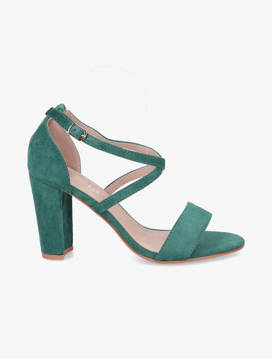 Sandales en suédine à talons classique - Vert - 1
