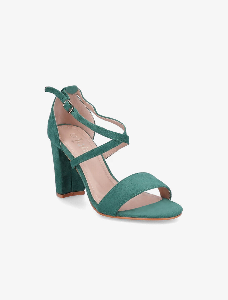 Sandales en suédine à talons classique - Vert - 2