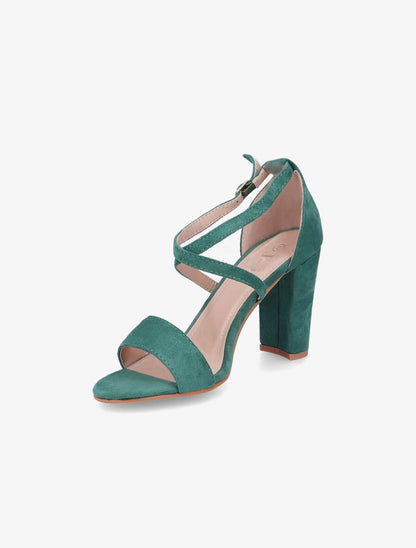 Sandales en suédine à talons classique - Vert - 3