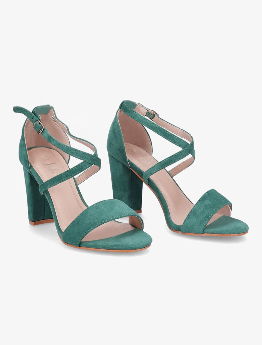 Sandales en suédine à talons classique - Vert - 4