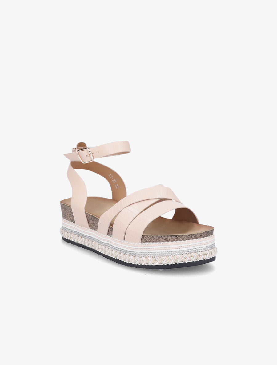 Sandales simili à plateforme stylisée - Rose pâle - 2