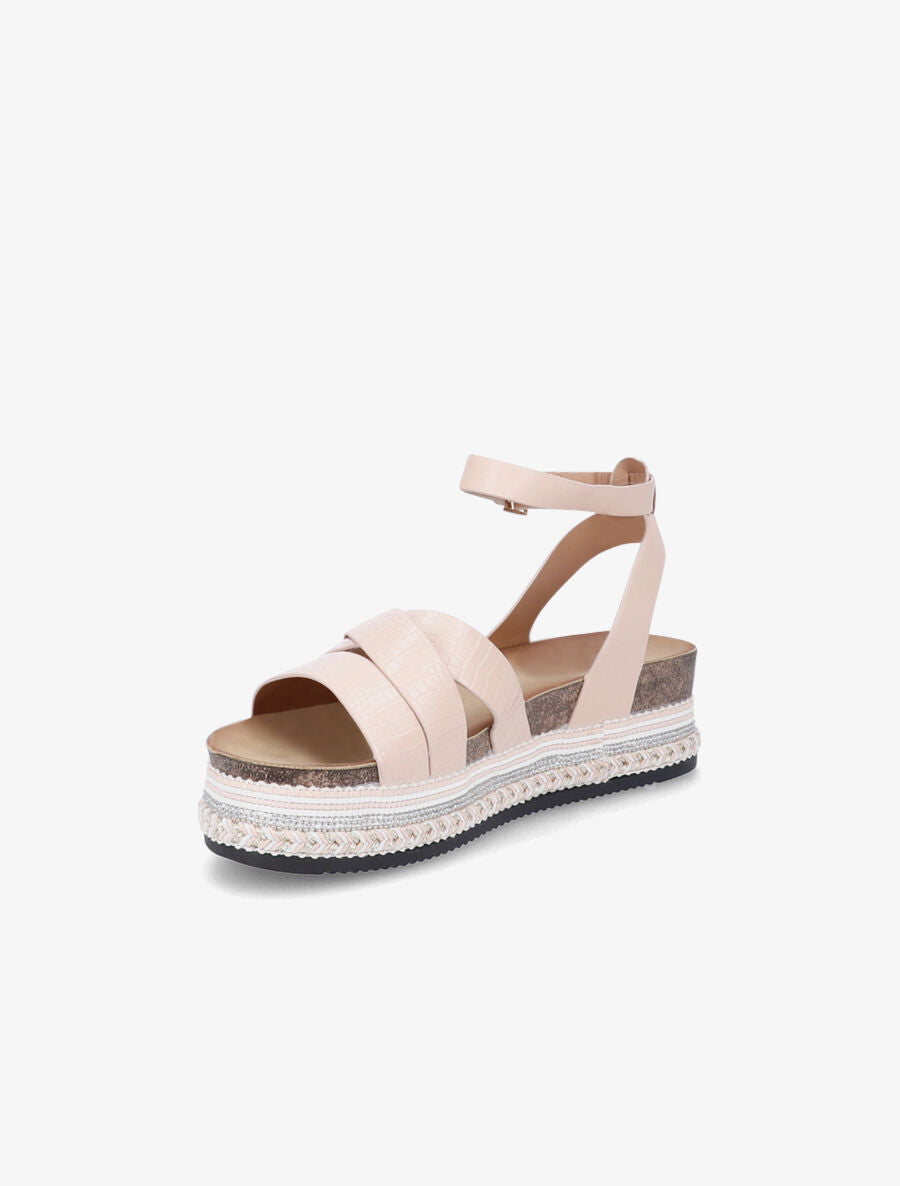 Sandales simili à plateforme stylisée - Rose pâle - 3