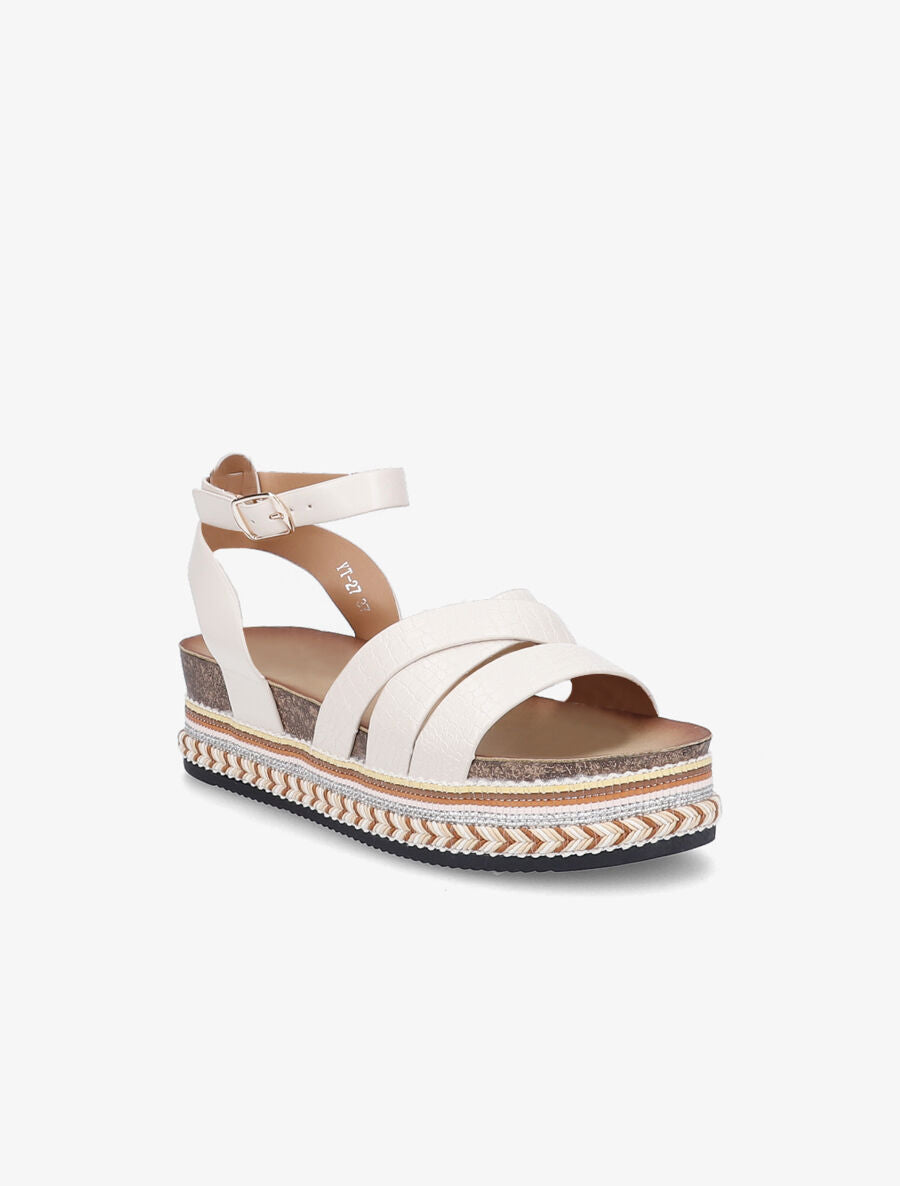 Sandales simili à plateforme stylisée - Beige - 2