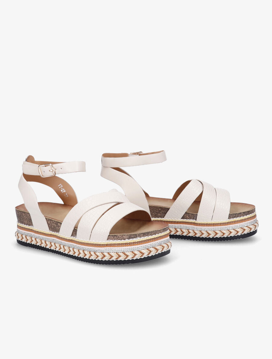 Sandales simili à plateforme stylisée - Beige - 4