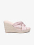 Mules à talons compensés en raphia - Rose - 5