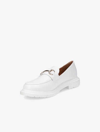 Mocassins à boucle dorée et semelles crantées - Blanc - 3