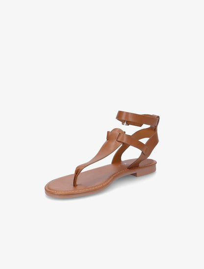 Nu-pieds en simili à double brides - Camel - 3