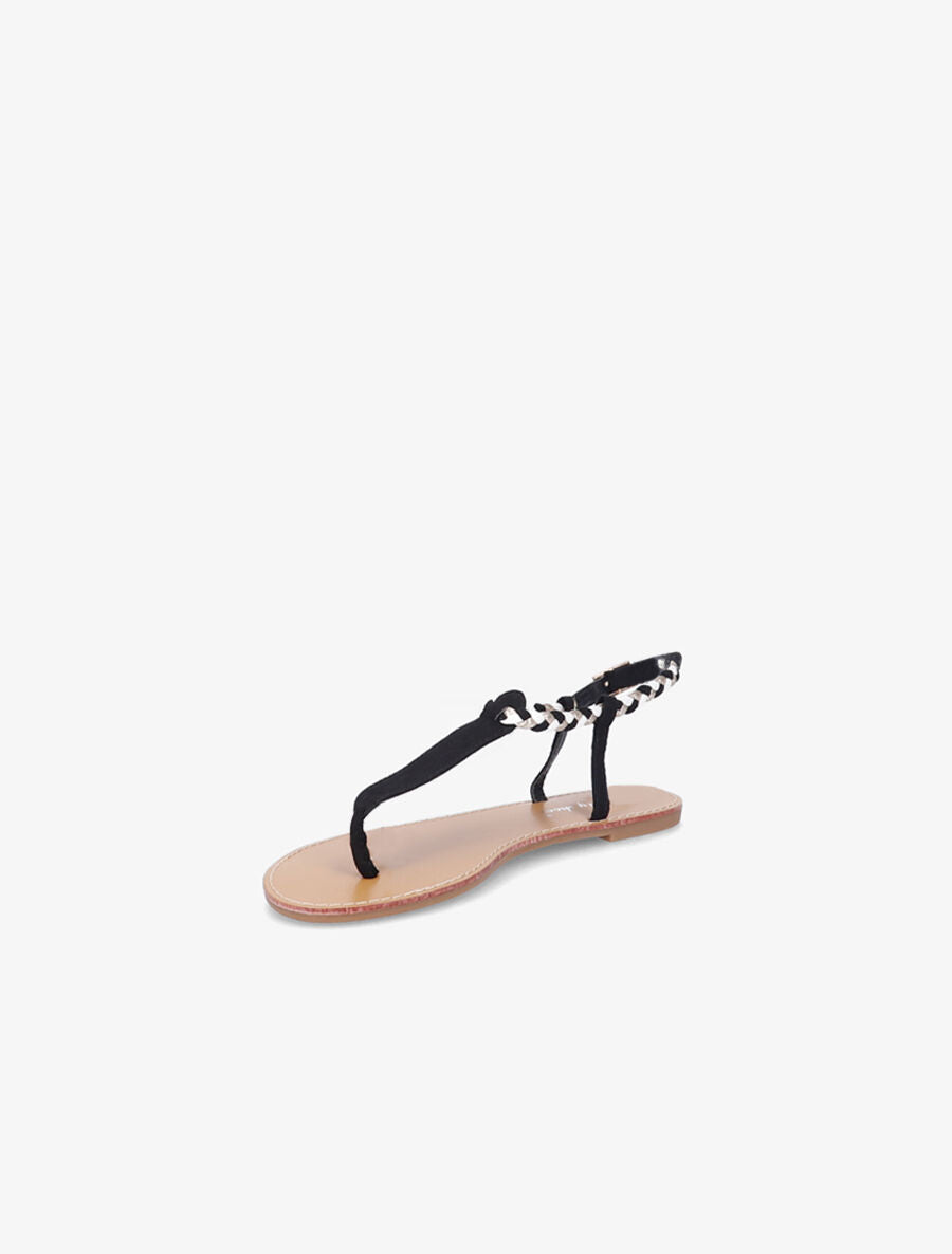 Nu-pieds en simili à bride tressée irisée - Noir - 4