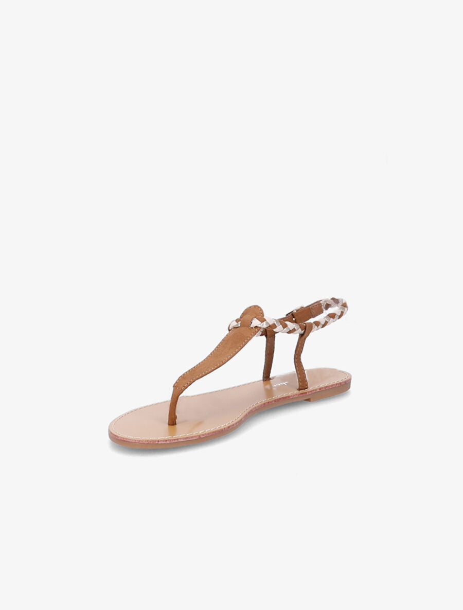Nu-pieds en simili à bride tressée irisée - Camel - 3