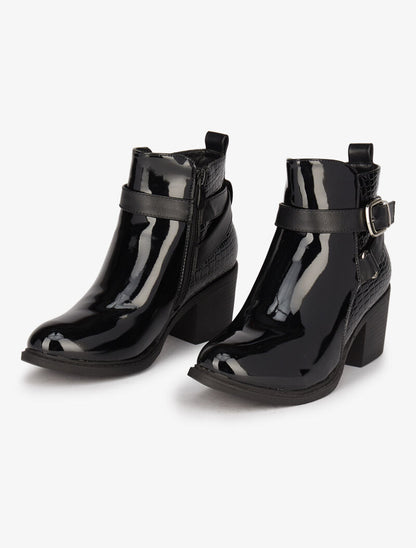 Bottines bi-matière à sangles - Noir - 5