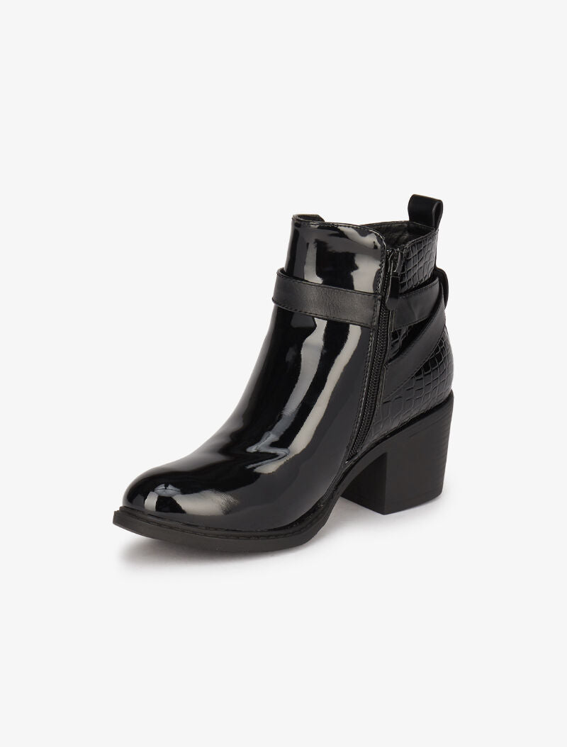 Bottines bi-matière à sangles - Noir - 4