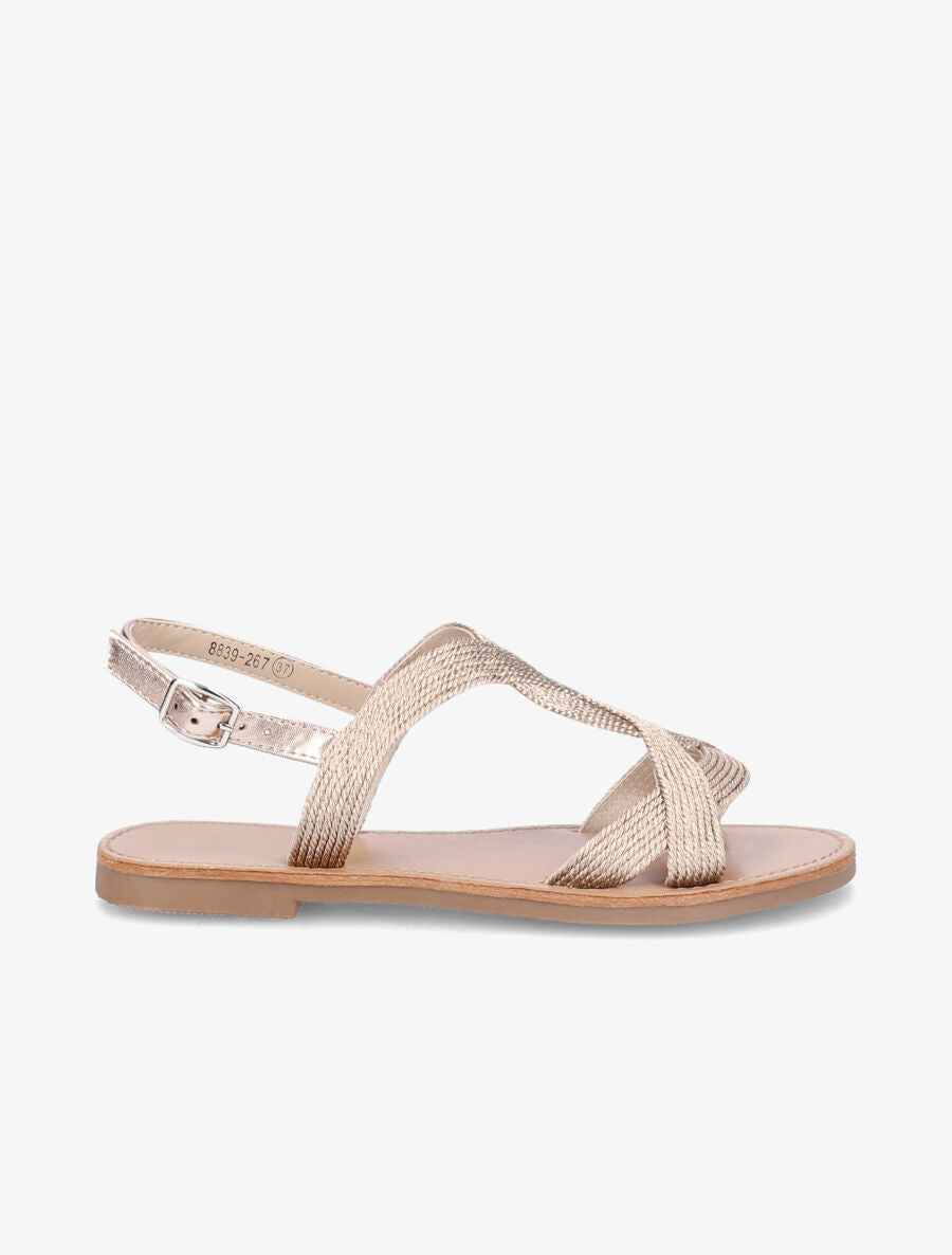 Nu-pieds à ganses torsadées - Champagne - 2