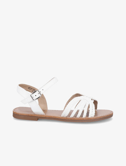 Nu-pieds à ganses tressées entrelacées - Blanc - 2
