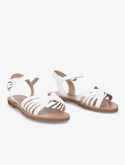 Nu-pieds à ganses tressées entrelacées - Blanc - 4