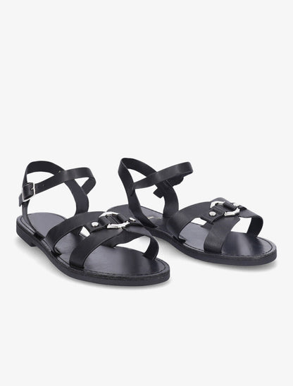 Nu-pieds à ganses stylisées - Noir - 5